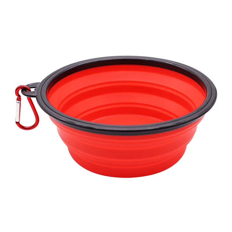 Folding Portable Silicone Dog Feeder Bowl 2-in-1