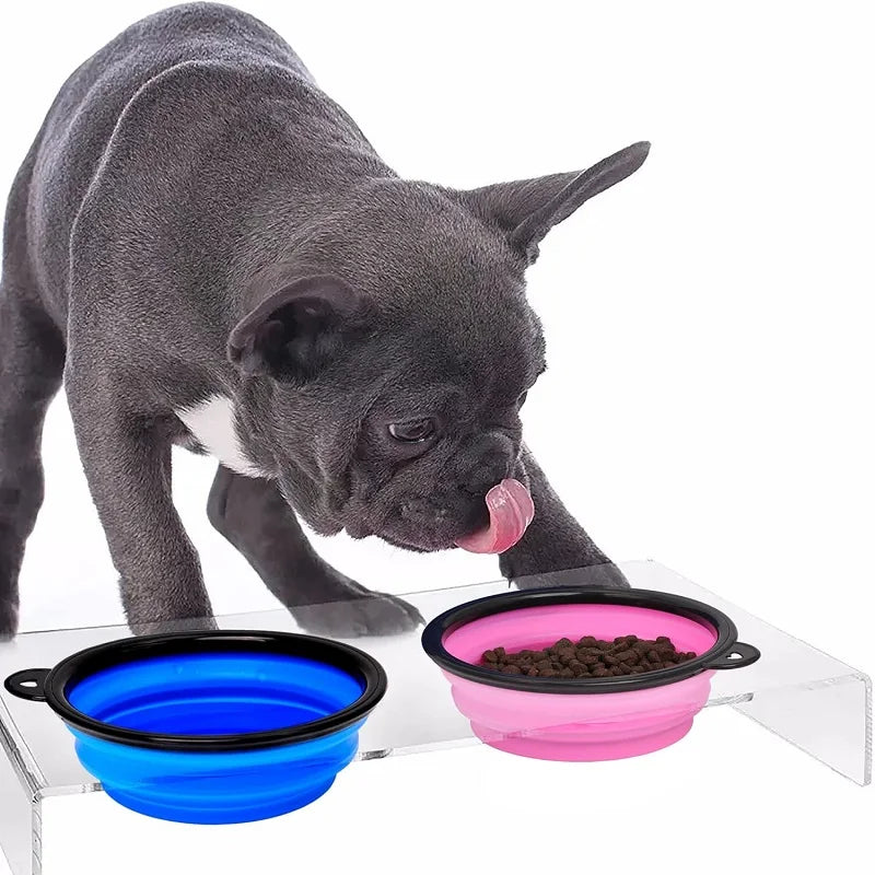 Folding Portable Silicone Dog Feeder Bowl 2-in-1