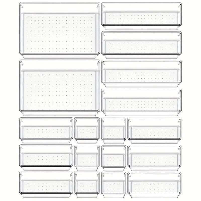 Clear Plastic Drawer Organizer Set