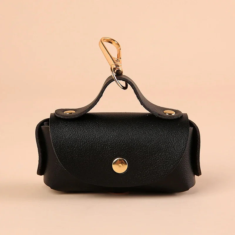 Portable Leather Dog Poop Bag Holder
