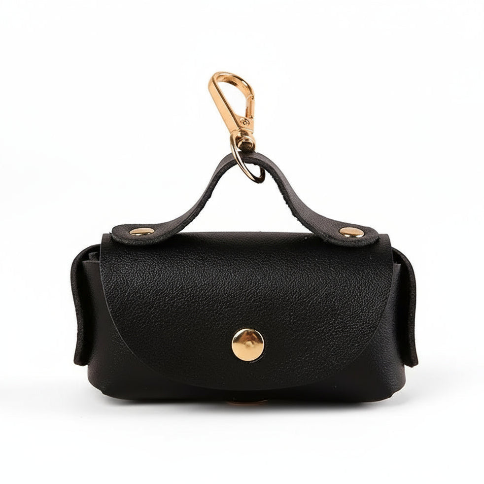 Portable Leather Dog Poop Bag Holder