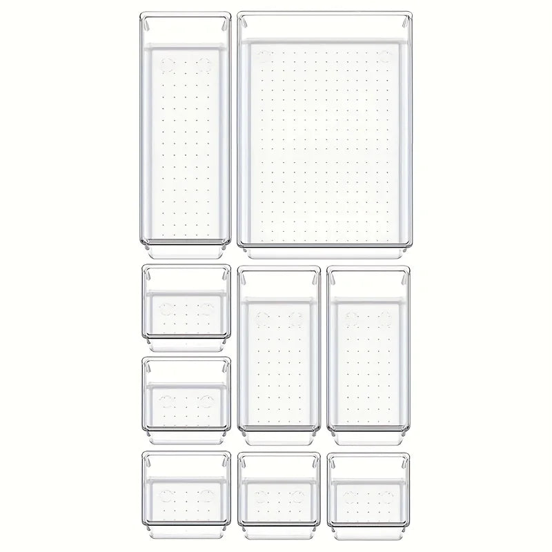 Clear Plastic Drawer Organizer Set