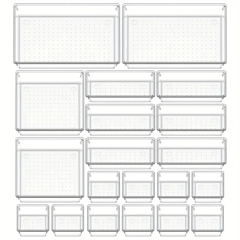 Clear Plastic Drawer Organizer Set