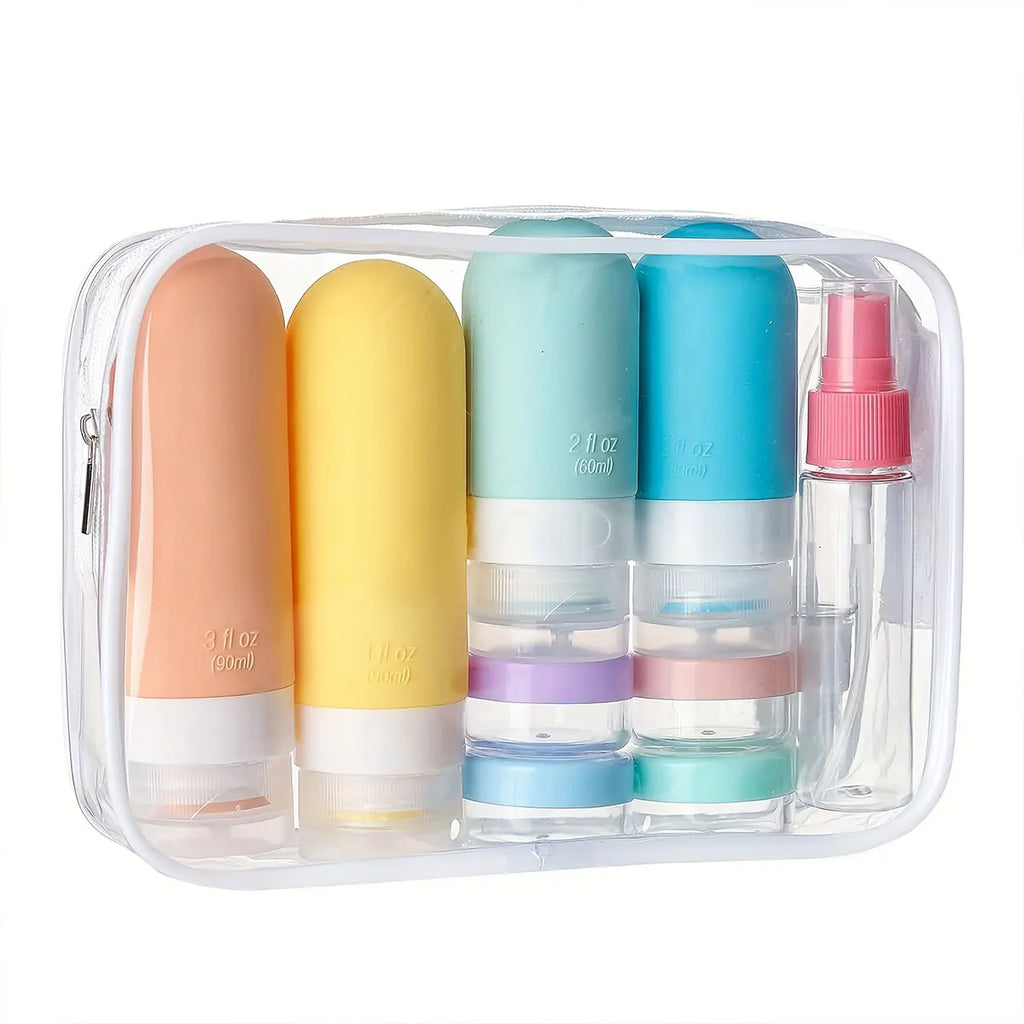 Silicone Toiletry Containers with Storage Bag