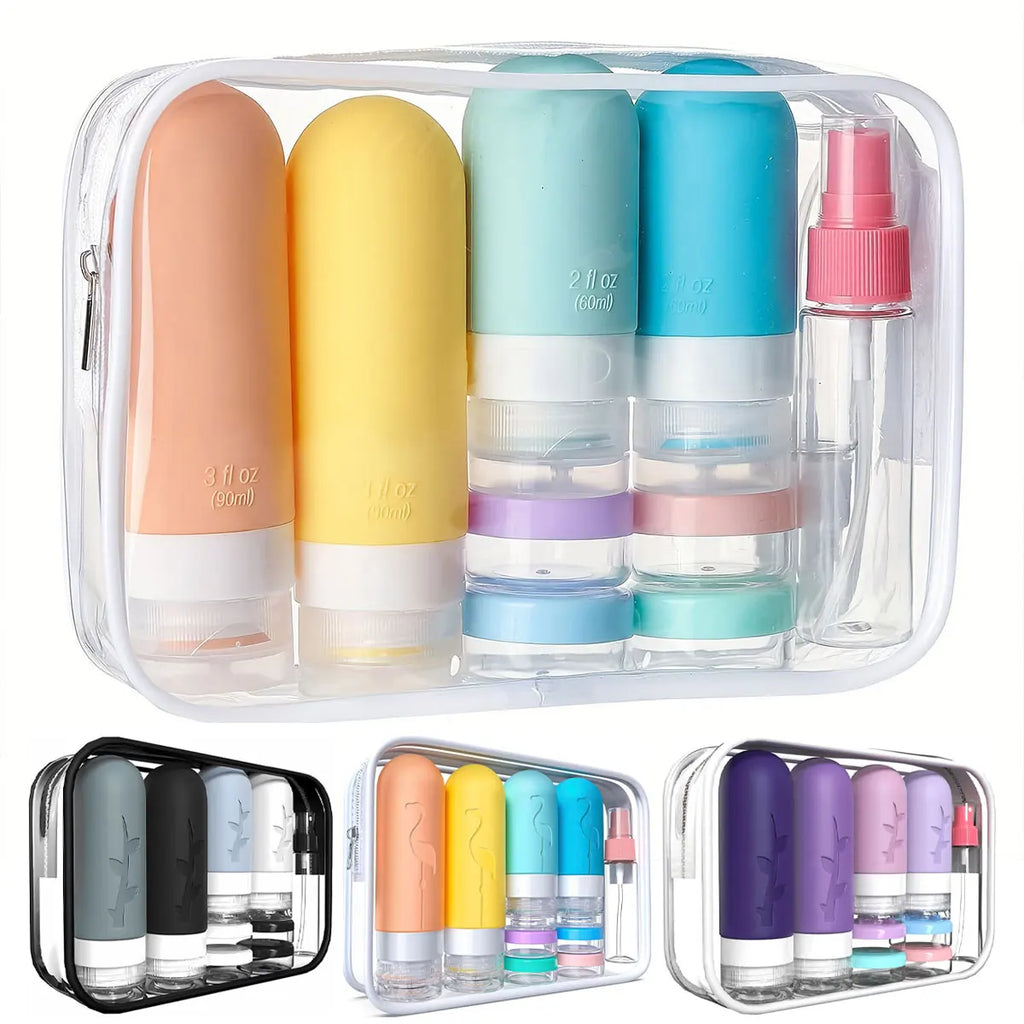 Silicone Toiletry Containers with Storage Bag