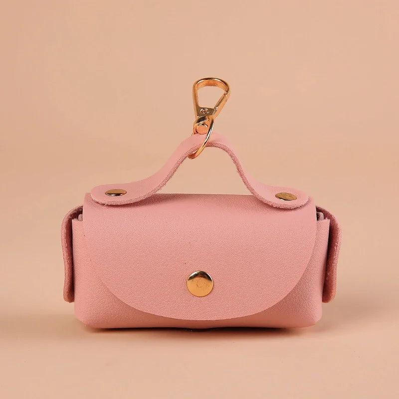 Portable Leather Dog Poop Bag Holder