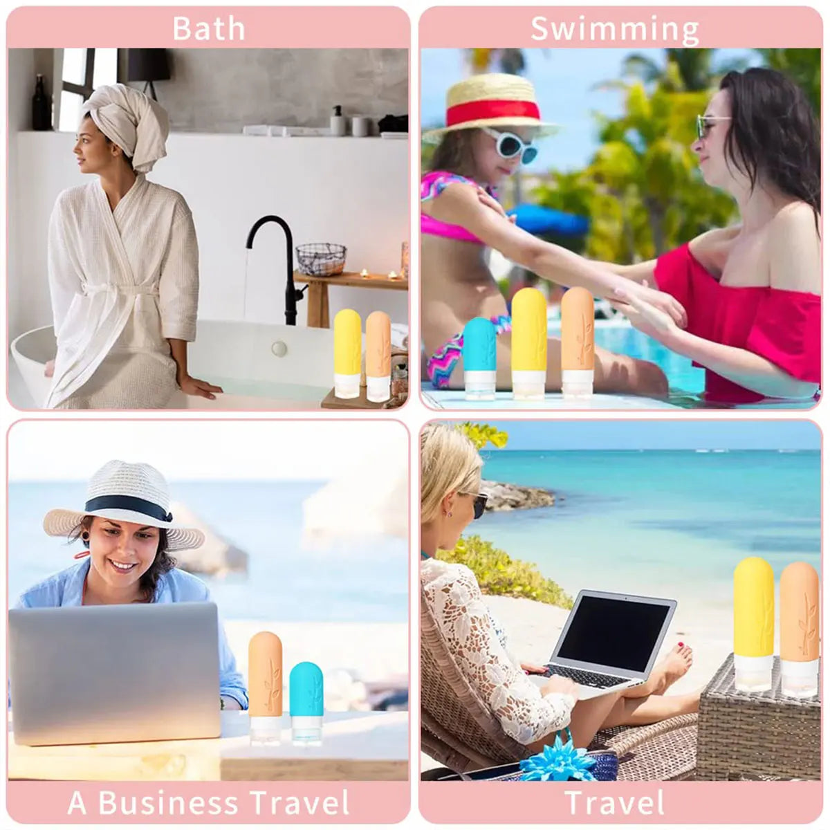 Silicone Toiletry Containers with Storage Bag