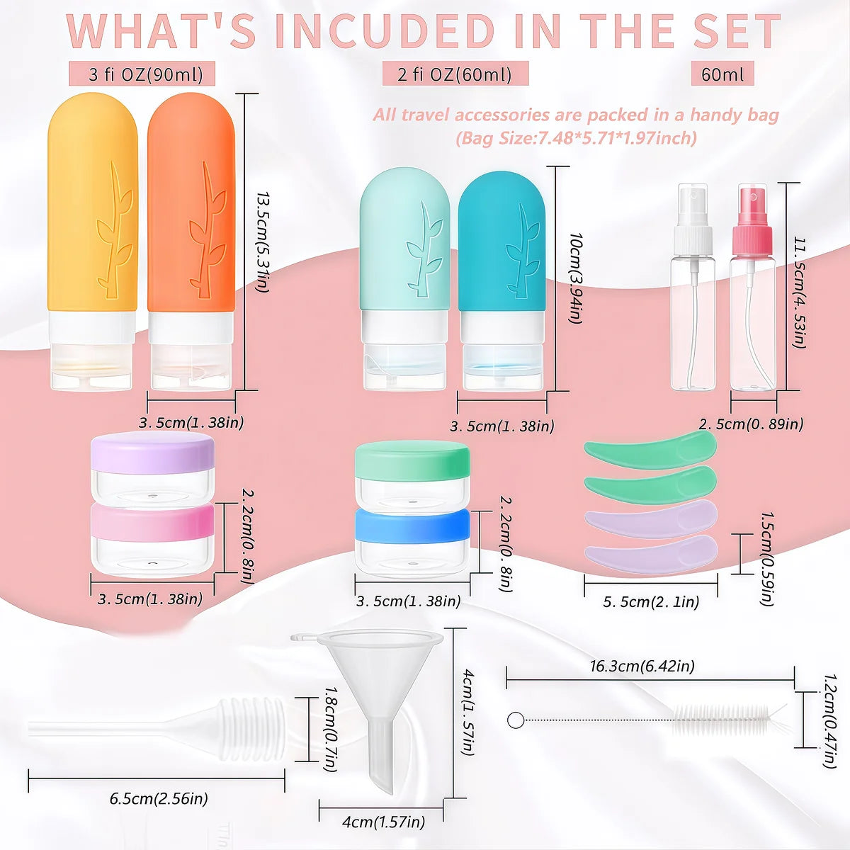 Silicone Toiletry Containers with Storage Bag