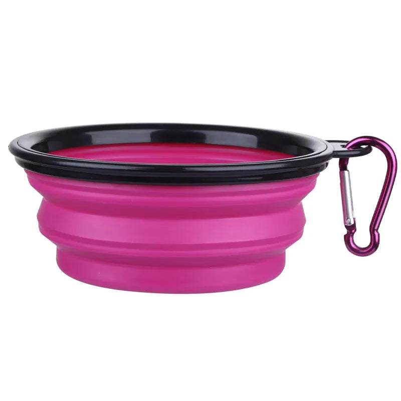 Folding Portable Silicone Dog Feeder Bowl 2-in-1
