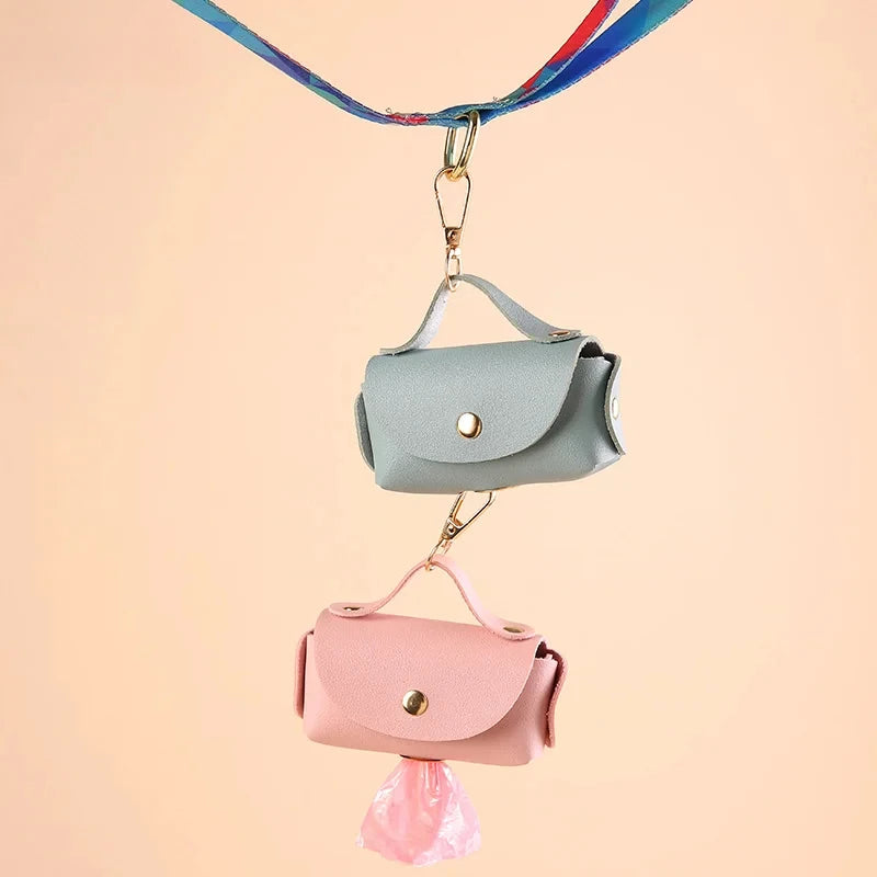 Portable Leather Dog Poop Bag Holder