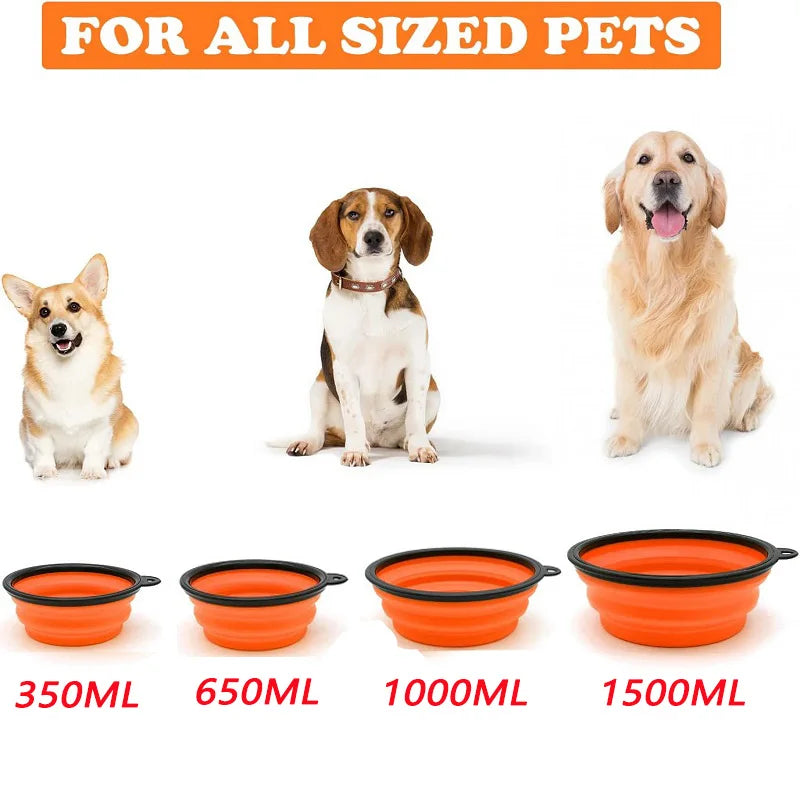 Folding Portable Silicone Dog Feeder Bowl 2-in-1