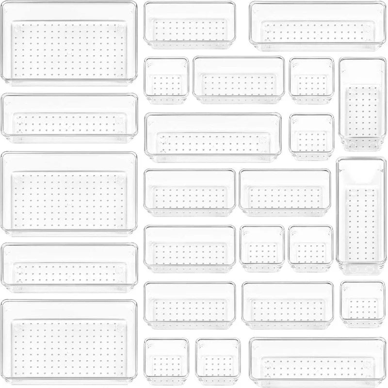 Clear Plastic Drawer Organizer Set