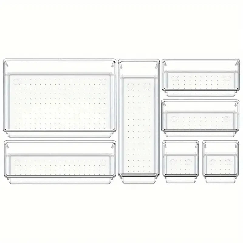 Clear Plastic Drawer Organizer Set