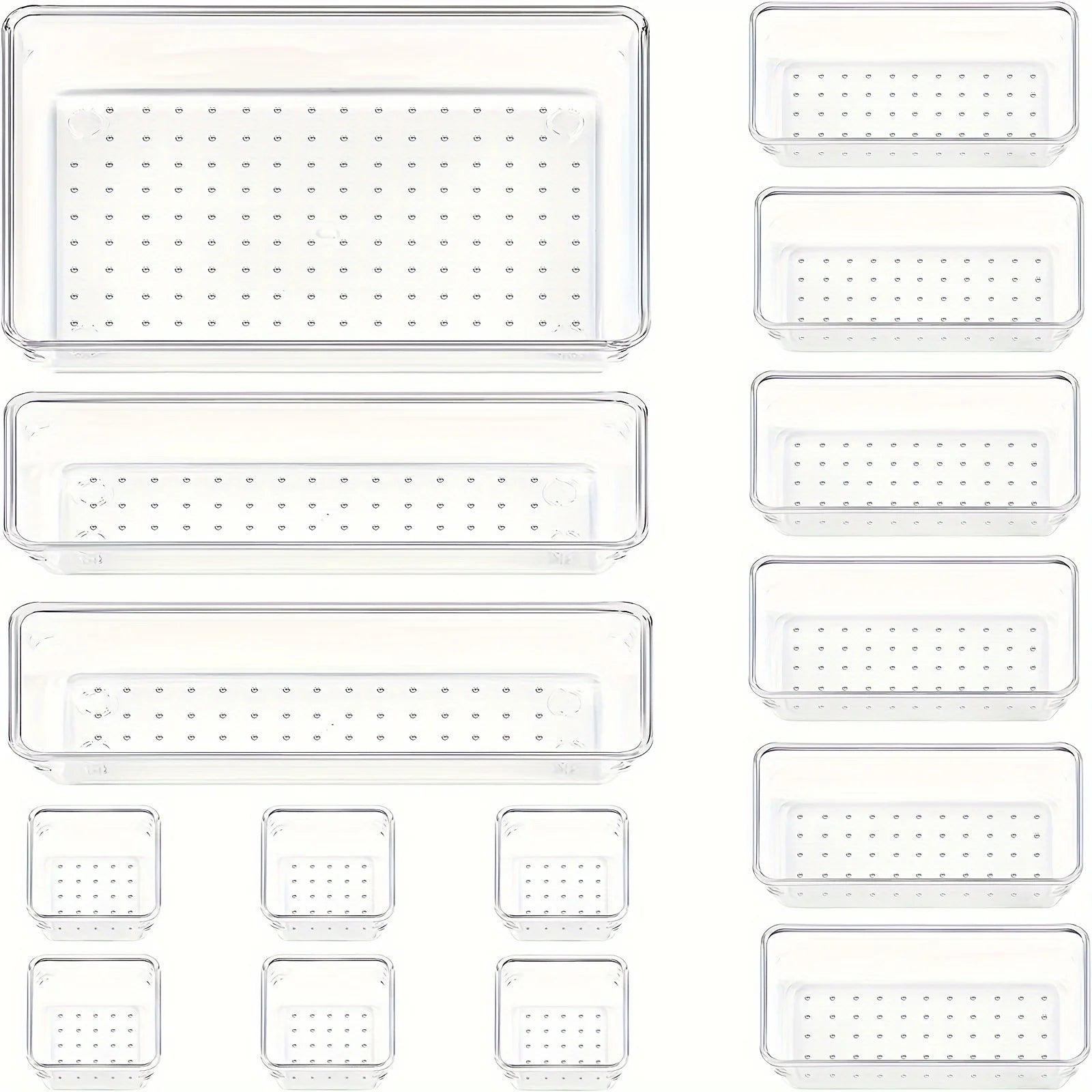 Clear Plastic Drawer Organizer Set