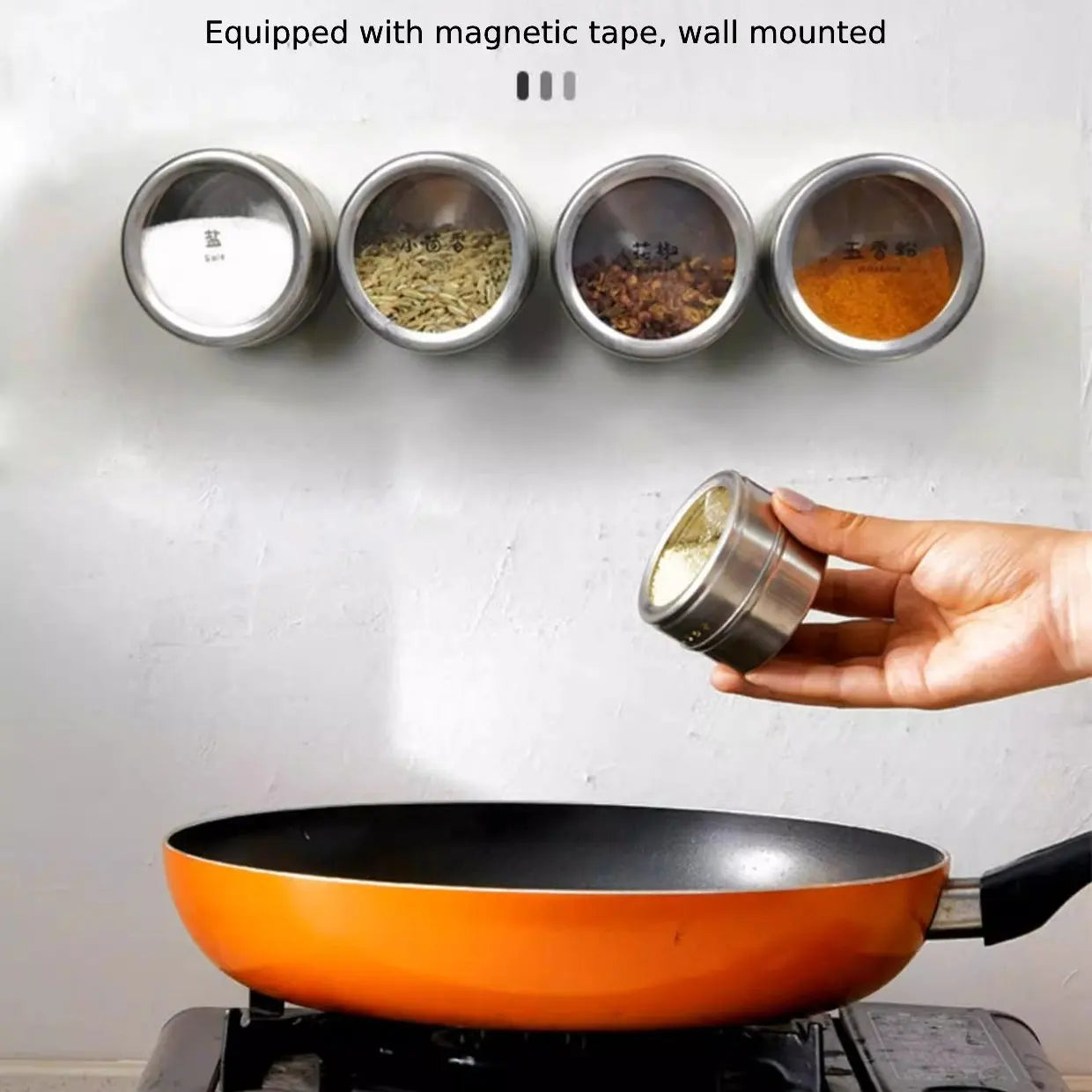 Stainless Steel Magnetic Spice Jars