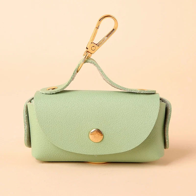 Portable Leather Dog Poop Bag Holder