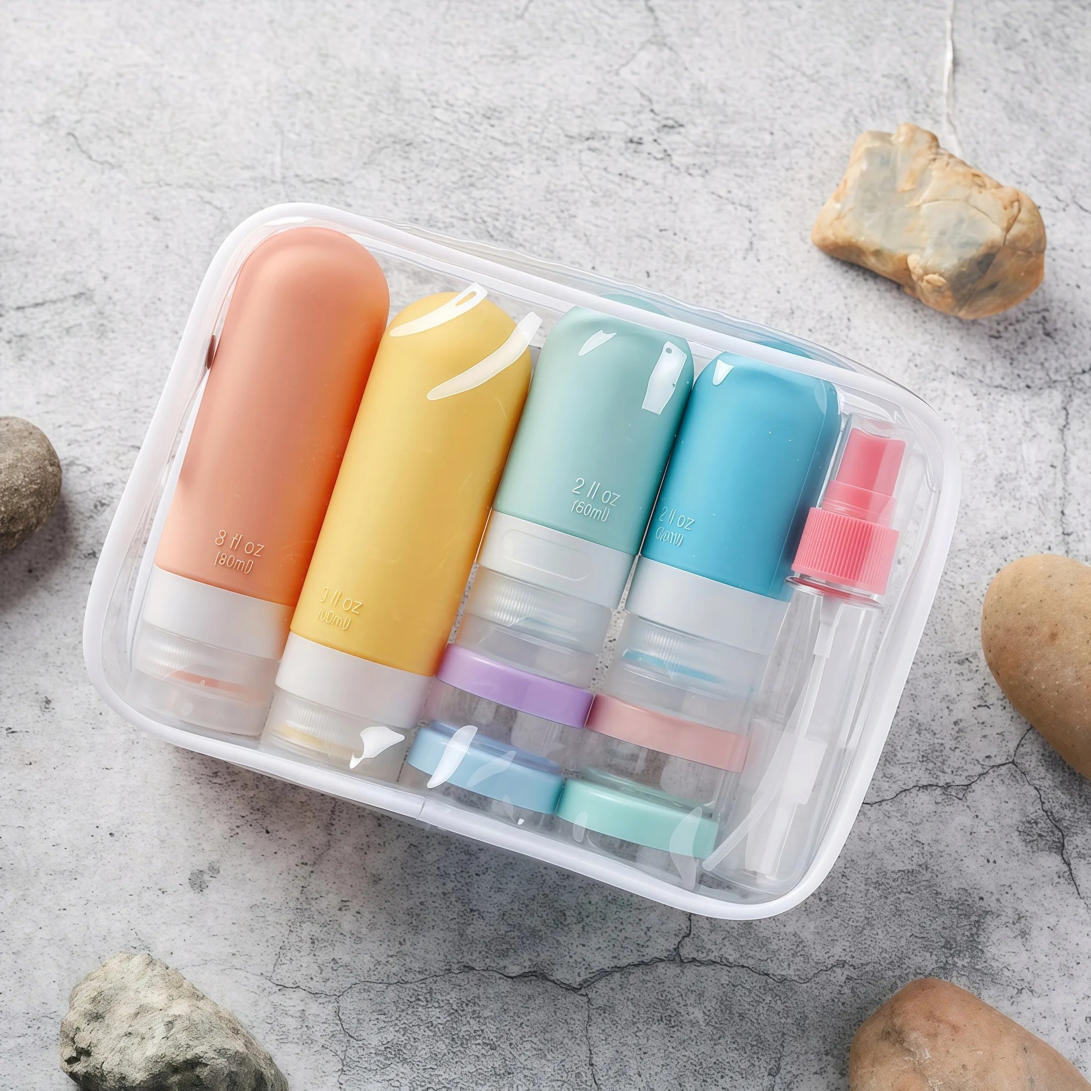 Silicone Toiletry Containers with Storage Bag