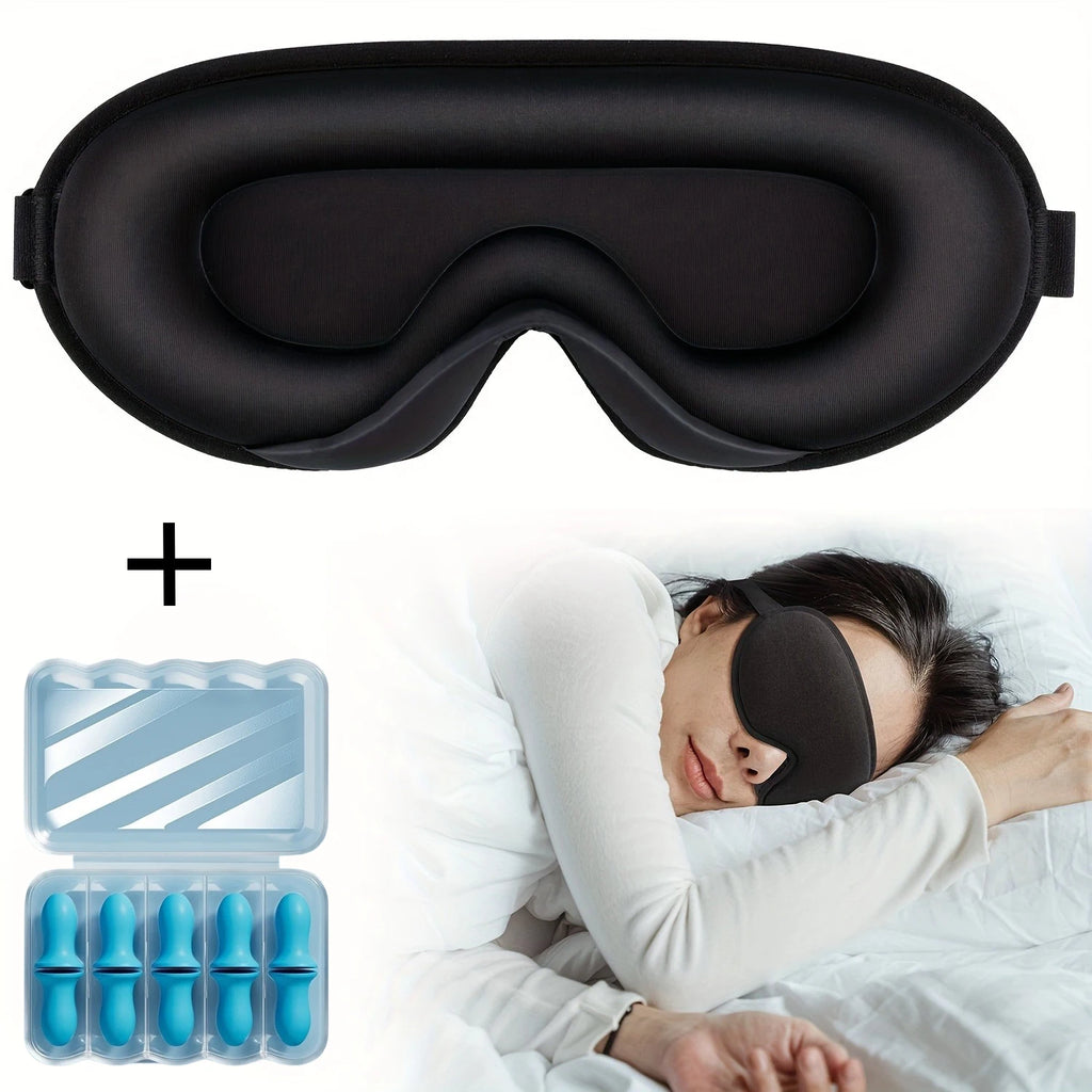 3D Sleep Mask with Noise Ear Plugs