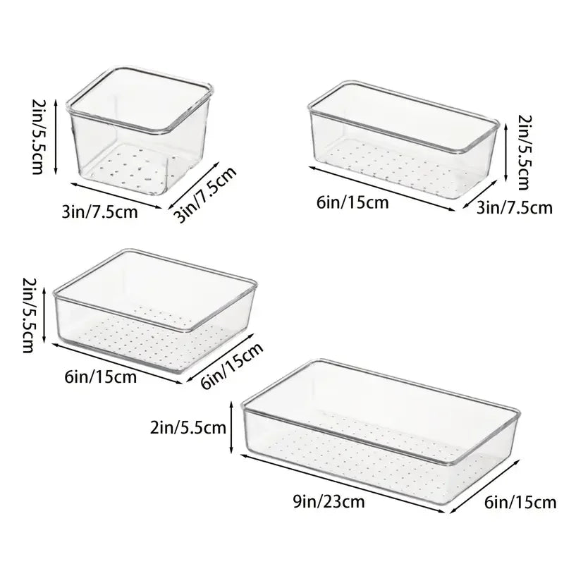 Clear Plastic Drawer Organizer Set