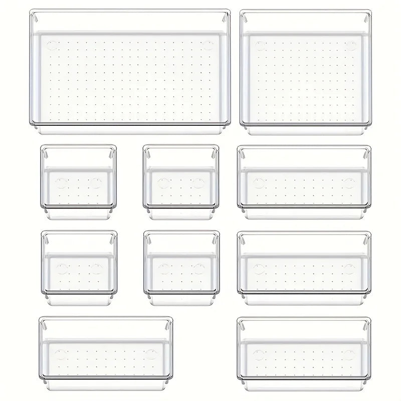 Clear Plastic Drawer Organizer Set