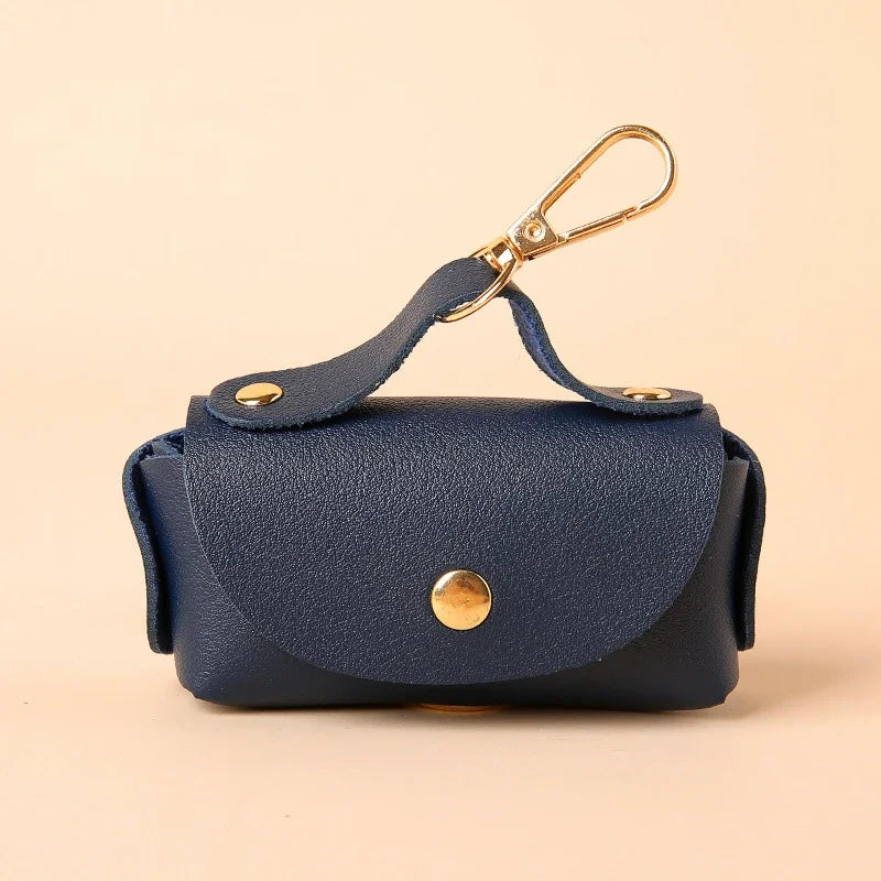 Portable Leather Dog Poop Bag Holder